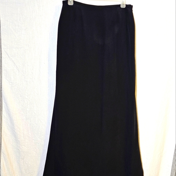 Clifford Michael Womens 100 Silk Maxi Skirt 16 Black Modest,Luxe - Picture 2 of 12